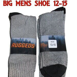 4 Pairs BIG Mens 13-15 Ruggeds 81% Wool Mid Calf Thermal Light Weight Tube Socks